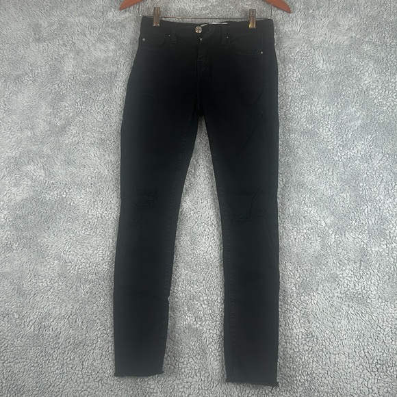 IRO Ajuste Distressed Skinny Cropped Jeans Black Women’s,Size 25 - Picture 14 of 15
